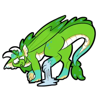 😖 龙, 幻想, 卡通, 神话生物, 绿色 telegram sticker