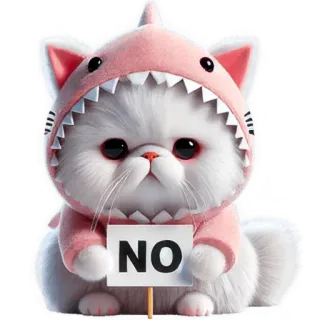 👎 NO kat, kitten, schattig, haai, dier, cartoon, bord telegram sticker