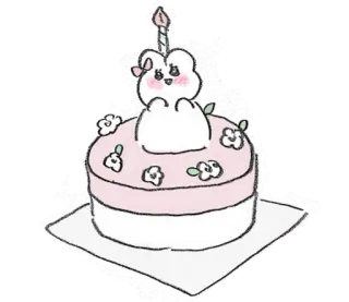 💭 kue, ulang tahun, lucu, kartun, makanan penutup, perayaan, manis, lilin telegram sticker