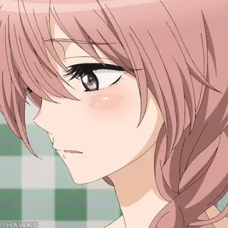 🎀 anime, gadis, rambut pink, potret, kartun telegram sticker