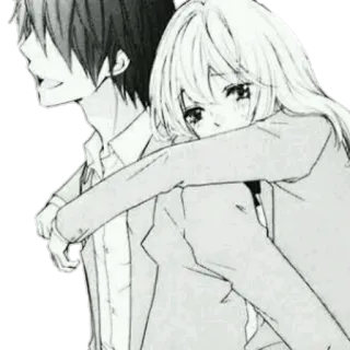 ☺️ Anime, Coppia, Abbraccio, Manga, Romance, Carino, Illustrazione, Arte telegram sticker