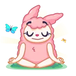 🧘‍♀️ meditação, rosa, fofo, borboleta, calma, relaxar whatsapp sticker