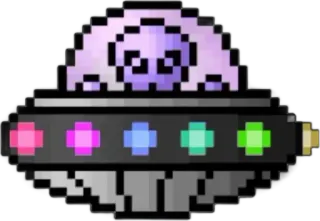 🌟 UFO, alien, pixel art, spaceship, outer space, flying saucer telegram sticker