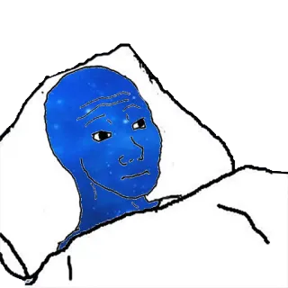 😴 meme, wojak, bed, sleep, sad, galaxy telegram sticker
