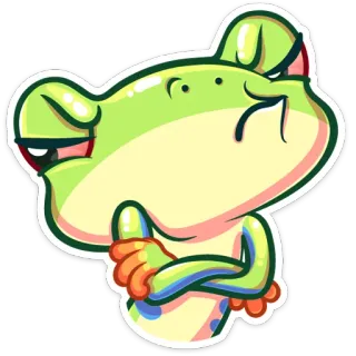 😝 rana, cartone animato, animale, verde, anfibio, adesivo telegram sticker