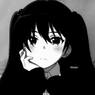 ☠️ •Baan• Anime, Fille, Noir et blanc, Mignon, Manga, Dessin animé telegram sticker
