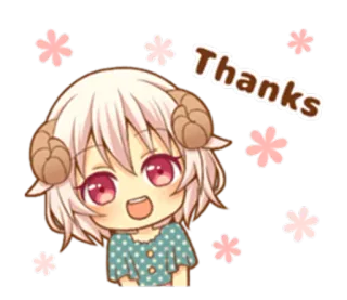 🌺 Thanks Anime, Desenho animado, Obrigado, Fofo, Garota, Ilustração, Saudação telegram sticker