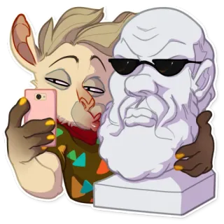 😘 selfie, sculpture, anthropomorphic, sunglasses, cartoon, portrait, bust, art telegram sticker