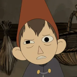 🍫 Wirt Over the Garden Wall 卡通, 动画, 花园墙外, 沃特, 角色, 滑稽表情, 眯眼 telegram sticker