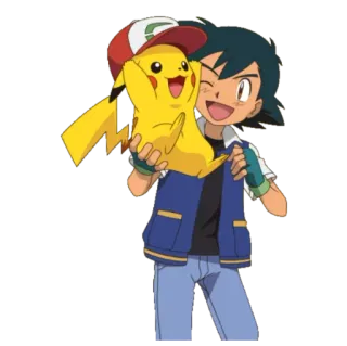 🤍 Ash Ketchum Pokemon pokemon, pikachu, ash ketchum, anime, cartoon, freundschaft whatsapp sticker