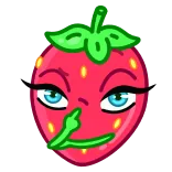 🤔 Erdbeere, Stinkefinger, unhöflich, beleidigend, Frucht, Geste telegram sticker