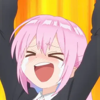 🍧 Anime, Mädchen, weinend, fröhlich, rosa Haare, Cartoon, süß, freudig telegram sticker