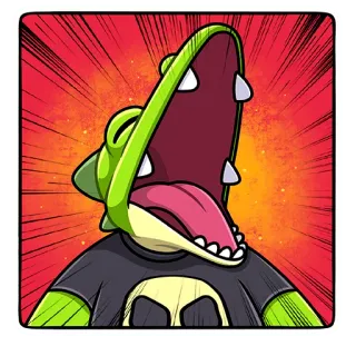😱 crocodilo, desenho animado, animal, caveira, personagem, arte, verde telegram sticker