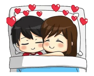 🤗 miłość, para, romans, słodki, kreskówka telegram sticker