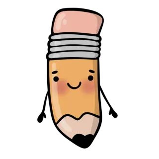 🙂 lápis, escola, papelaria, fofo, kawaii, desenho whatsapp sticker