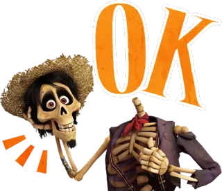 👍 OK esqueleto, coco, ok, acuerdo, aprobación, gracioso telegram sticker