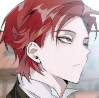 🥀 estilo anime, pelo rojo, hombre, retrato telegram sticker