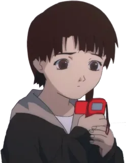 😕 Iwakura Lain Serial Experiments Lain Anime, Ragazza, Fotocamera, Cablato, Realtà virtuale telegram sticker