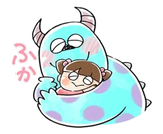 🐰 ふか 귀여운, 만화, 괴물, 포옹, 애니메이션 telegram sticker