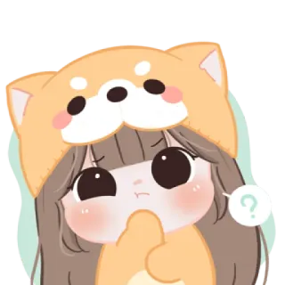 😼 adesivo, fofo, anime, shiba inu, ponto de interrogação, menina, kawaii telegram sticker