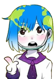 👈 terra, planeta, anime, mangá, máscara, fofo, kawaii telegram sticker