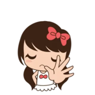 🖐 การ์ตูน, ผู้หญิง, ท่าทางมือ, น่ารัก, โบว์, ตัวละคร telegram sticker