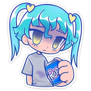 😨 POP Dibujo animado, Anime, Bebida, Refresco, Gaseosa, Ilustración telegram sticker