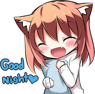 💤 Good Night boa noite, anime, kawaii, fofo, dormir, orelhas de gato telegram sticker