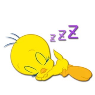 😴 Tweety Bird ZZZ Tweety, Looney Tunes, kreskówka, ptak, śpiący, zzz, słodki telegram sticker