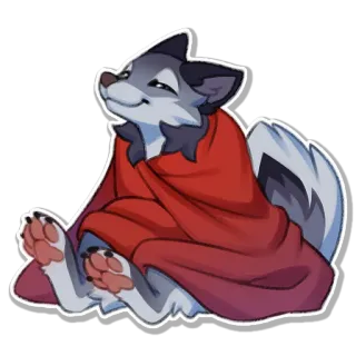 🤤 wolf, blanket, cute, animal, dog, furry telegram sticker