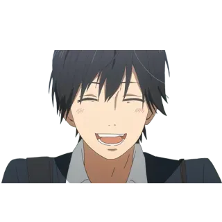 😂 อนิเมะ, มังงะ, เด็กผู้ชาย, ยิ้ม, มีความสุข, ตัวละคร telegram sticker