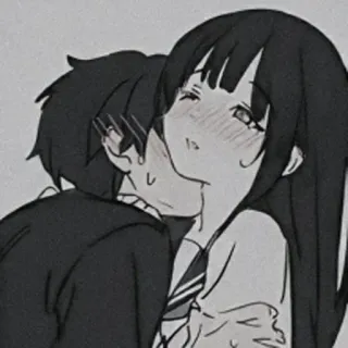 ❤️ Аниме, Пара, Объятия, Романтика, Школьная форма, Манга telegram sticker