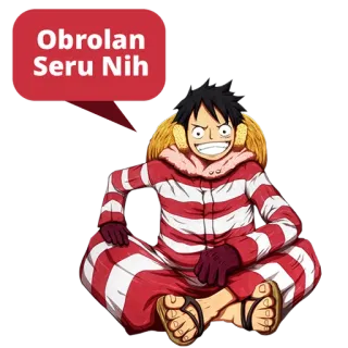👍 Luffy One Piece Obrolan Seru Nih Anime, Cartoon, One Piece, Luffy, Lustig, Sticker telegram sticker