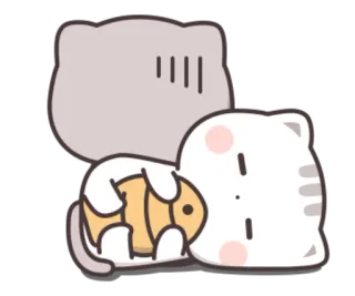 😴 kot, słodki, ryba, zwierzę, śpiący, kreskówka, naklejka telegram sticker