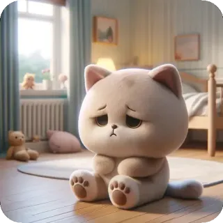🩵 кот, милый, грустный, мультфильм, животное, каваий telegram sticker
