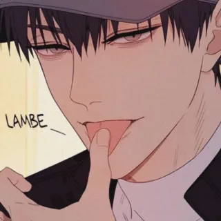 😋 LAMBE anime, man, finger, cartoon whatsapp sticker