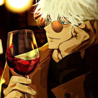 🙂 anime, wine, glass, character, sunglasses whatsapp sticker