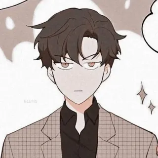 😐 anime, cartone animato, uomo, serio, completo telegram sticker