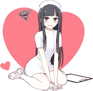 👩‍⚕️ อนิเมะ, ผู้หญิง, พยาบาล, หัวใจ, กระดาน, กังวล, การ์ตูน, น่ารัก telegram sticker