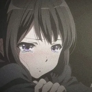 🖤 anime, ragazza, piangendo, triste, lacrime, emotivo telegram sticker