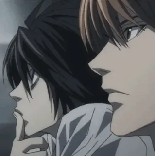🎭 L Death Note Anime, Death Note, L, Light Yagami, Postać, Kreskówka, Animacja telegram sticker
