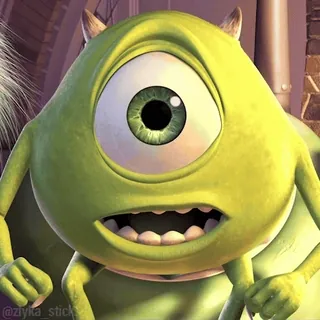 😦 Mike Wazowski Monsters, Inc. Monster, animiert, grün, einäugig, Cartoon, Disney, Pixar, lustig telegram sticker