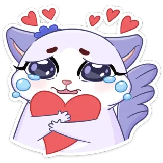😢 chat, animal, dessin animé, coeur, amour, mignon, pleurer whatsapp sticker
