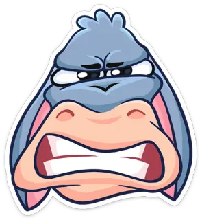 😠 ロバ, 怒り, 漫画, 動物 telegram sticker