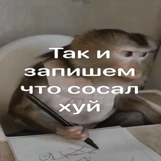 📝 Так и запишем что сосал хуй monkey, offensive, rude, profanity, animal, writing telegram sticker