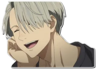😂 Victor Nikiforov Yuri on Ice anime, patinaje artístico, sonriendo, personaje, masculino telegram sticker