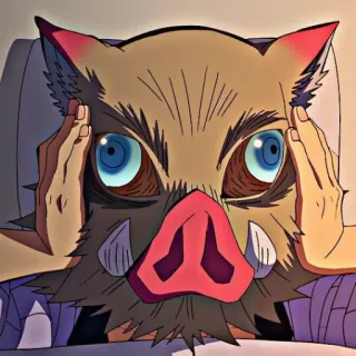 👺 Inosuke Hashibira Demon Slayer Anime, Demon Slayer, Inosuke Hashibira, Masque de sanglier, Personnage, Manga telegram sticker
