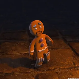 💩 Gingerbread Man Shrek Lebkuchenmann, Shrek, traurig, Keks, verängstigt telegram sticker