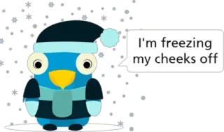 ☃ I'm freezing my cheeks off pinguim, inverno, frio, congelante, neve, desenho animado telegram sticker