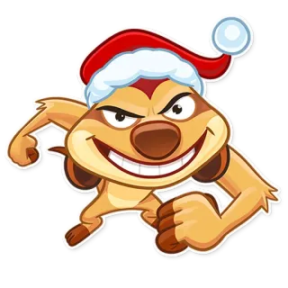 😈 meerkat, cartoon, animal, santa hat, christmas, funny telegram sticker
